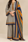 3 pcs Women's Stitched Lawn Printed Suit