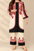 Digital Printed Cord Set 2 pcs Cream Black Kurta Set
