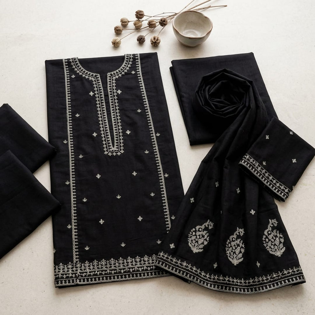 Black Embroidered 2-piece Women's Suit