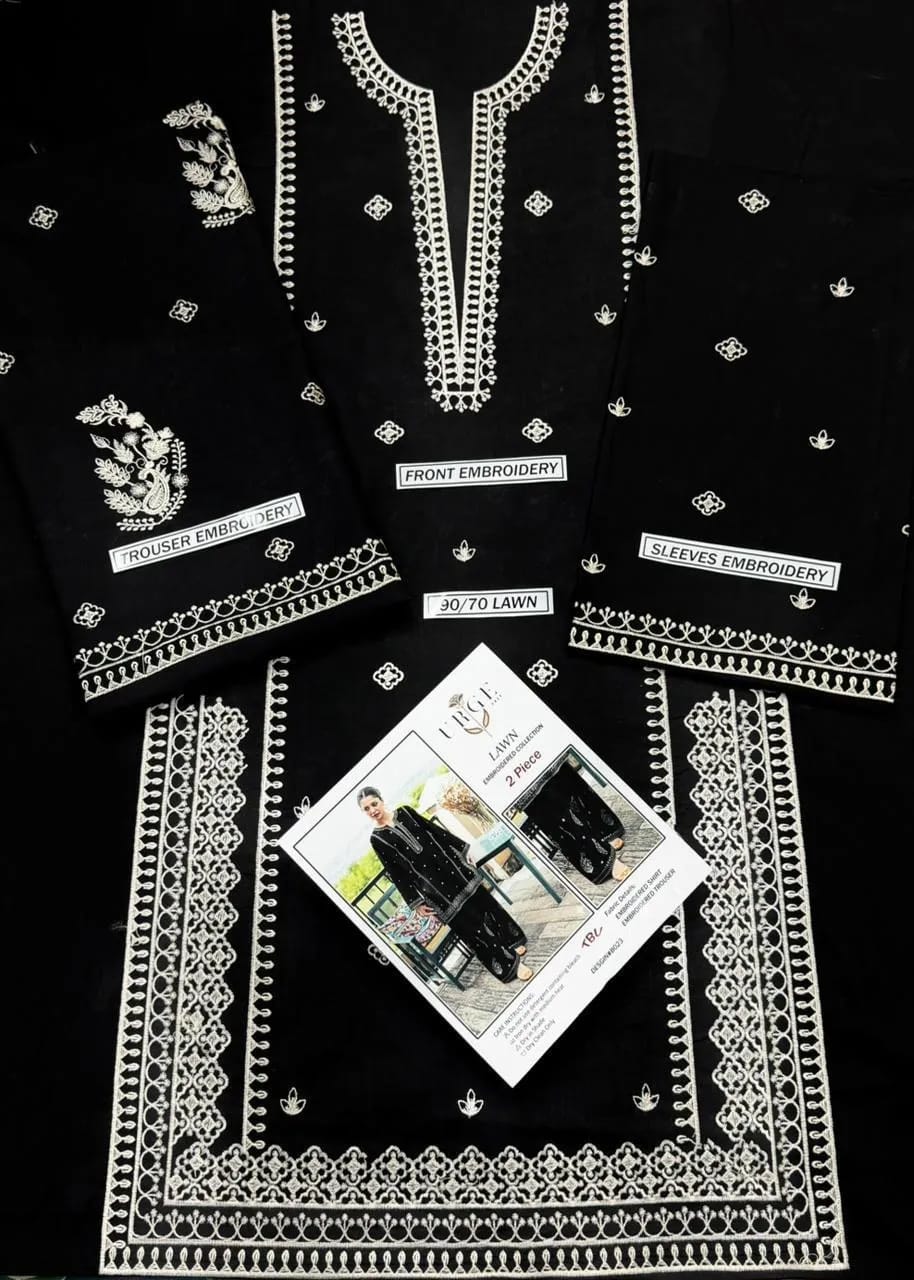 Black Embroidered 2-piece Women's Suit
