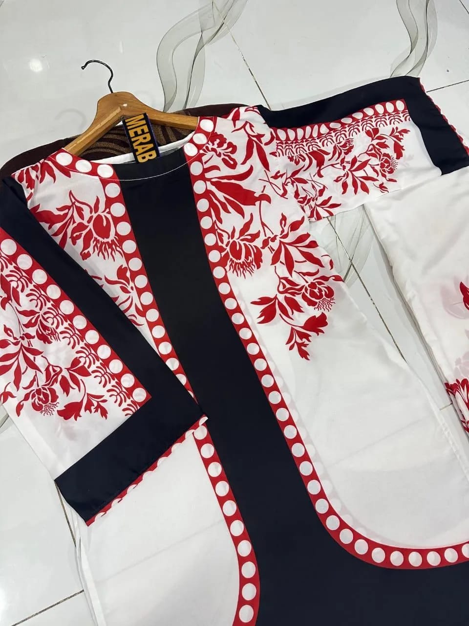 Digital Printed Cord Set 2 pcs Cream Black Kurta Set