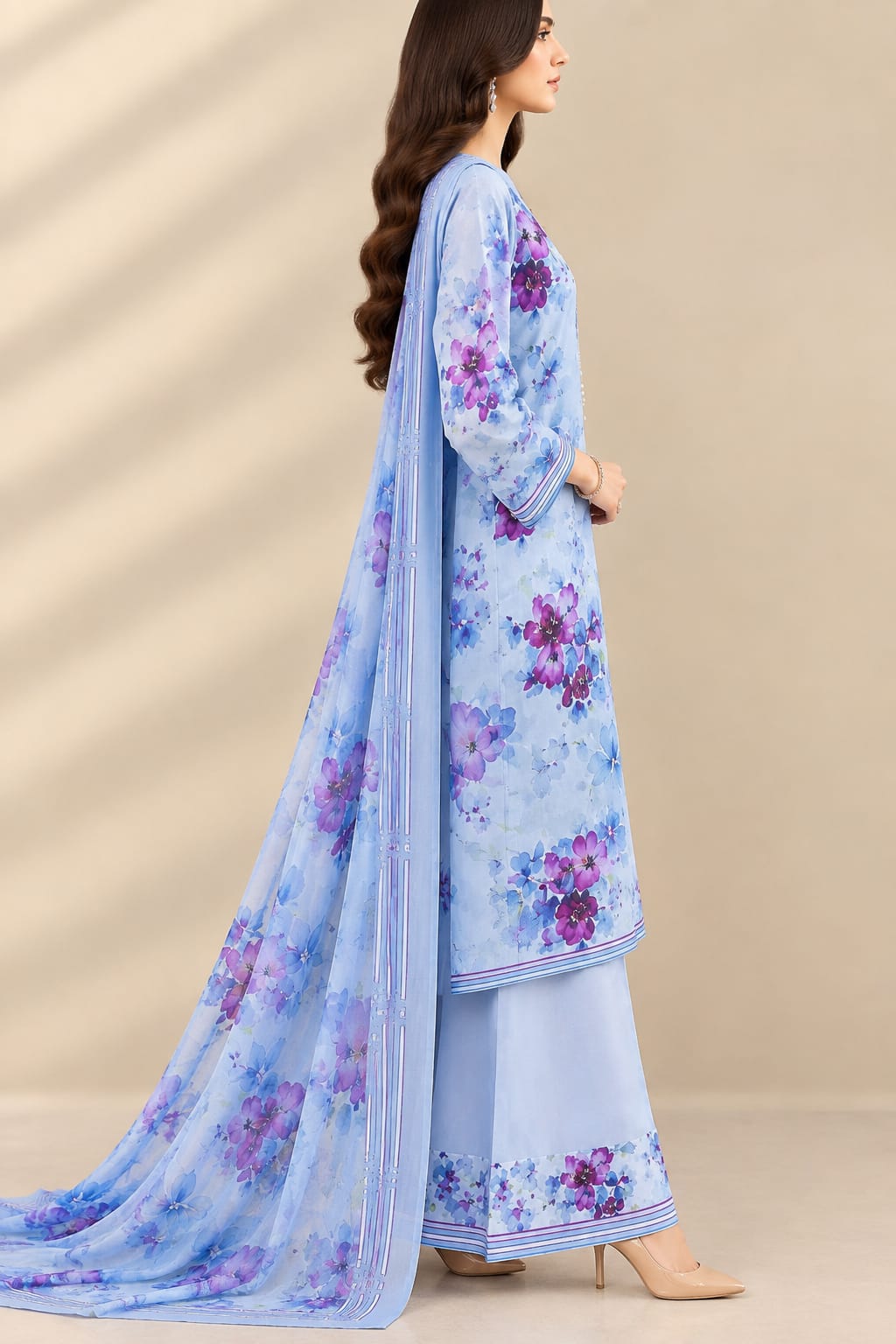Digital Printed 3 piece Swiss Lawn Suit
