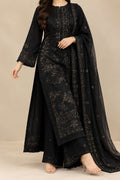 Black Embroidered 3-piece Women's Lawn Suit Bamber Dupata