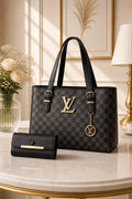 Black Leather Shoulder Bag 3cm Plain Design