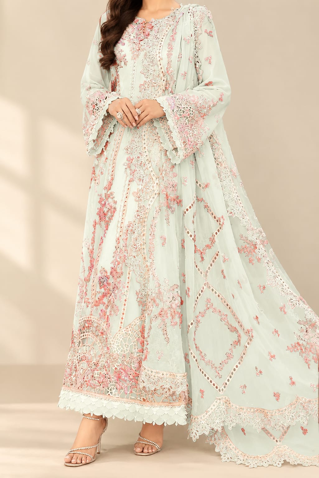 3 pcs Women's Unstitched Embroidered Suit