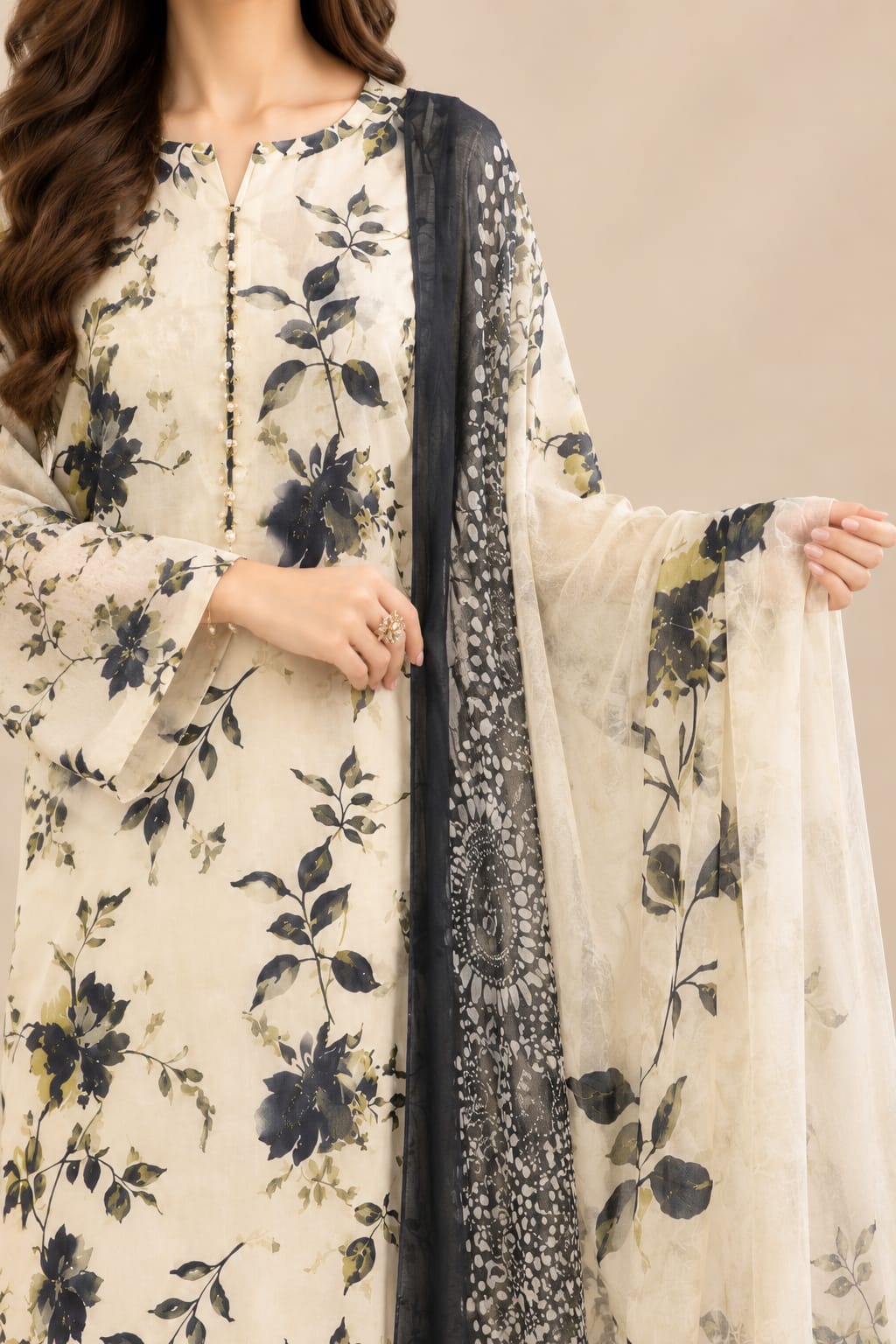 Digital Printed 3 piece Swiss Lawn Suit