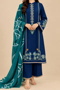 3 Piece Embroidered Lawn Suit Blue