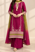 Pink Embroidered Lawn 3 pcs Anarkali set