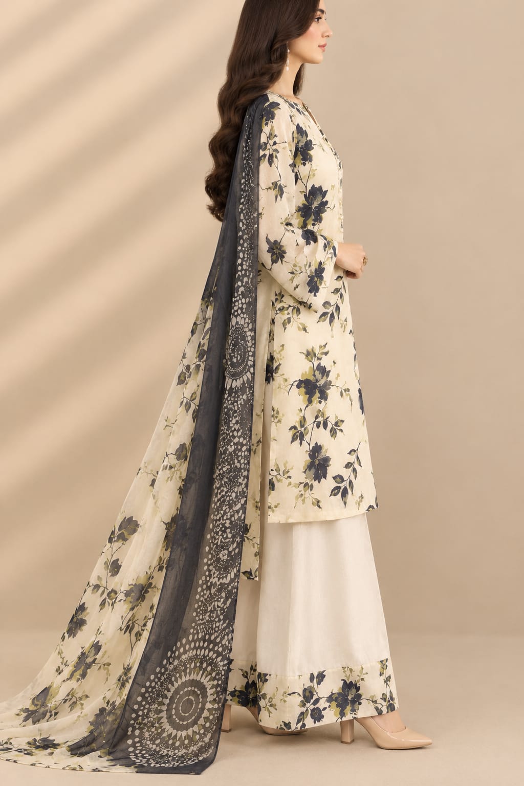 Digital Printed 3 piece Swiss Lawn Suit