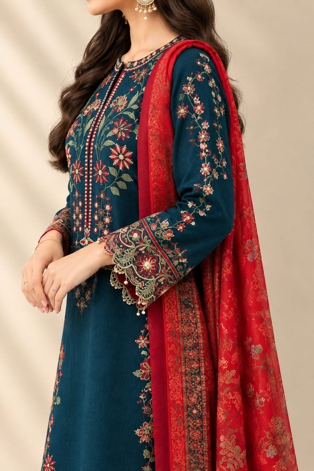 Winter Collection Dhanak 3 piecs Unstitched Suit