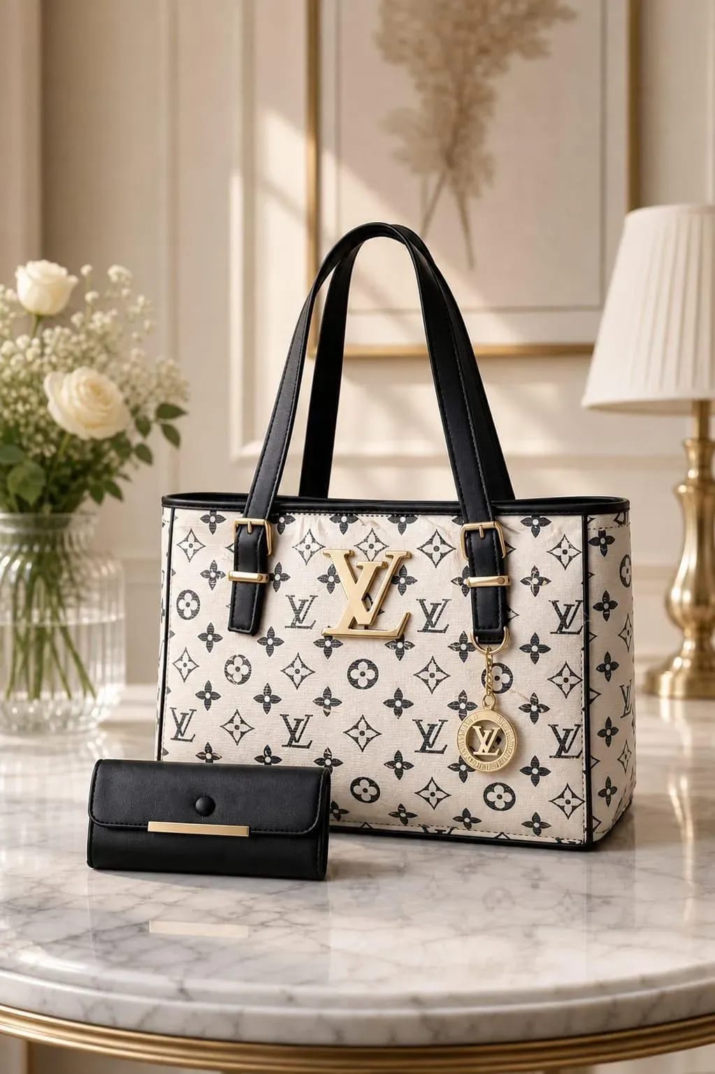 Black Leather Shoulder Bag 3cm Plain Design