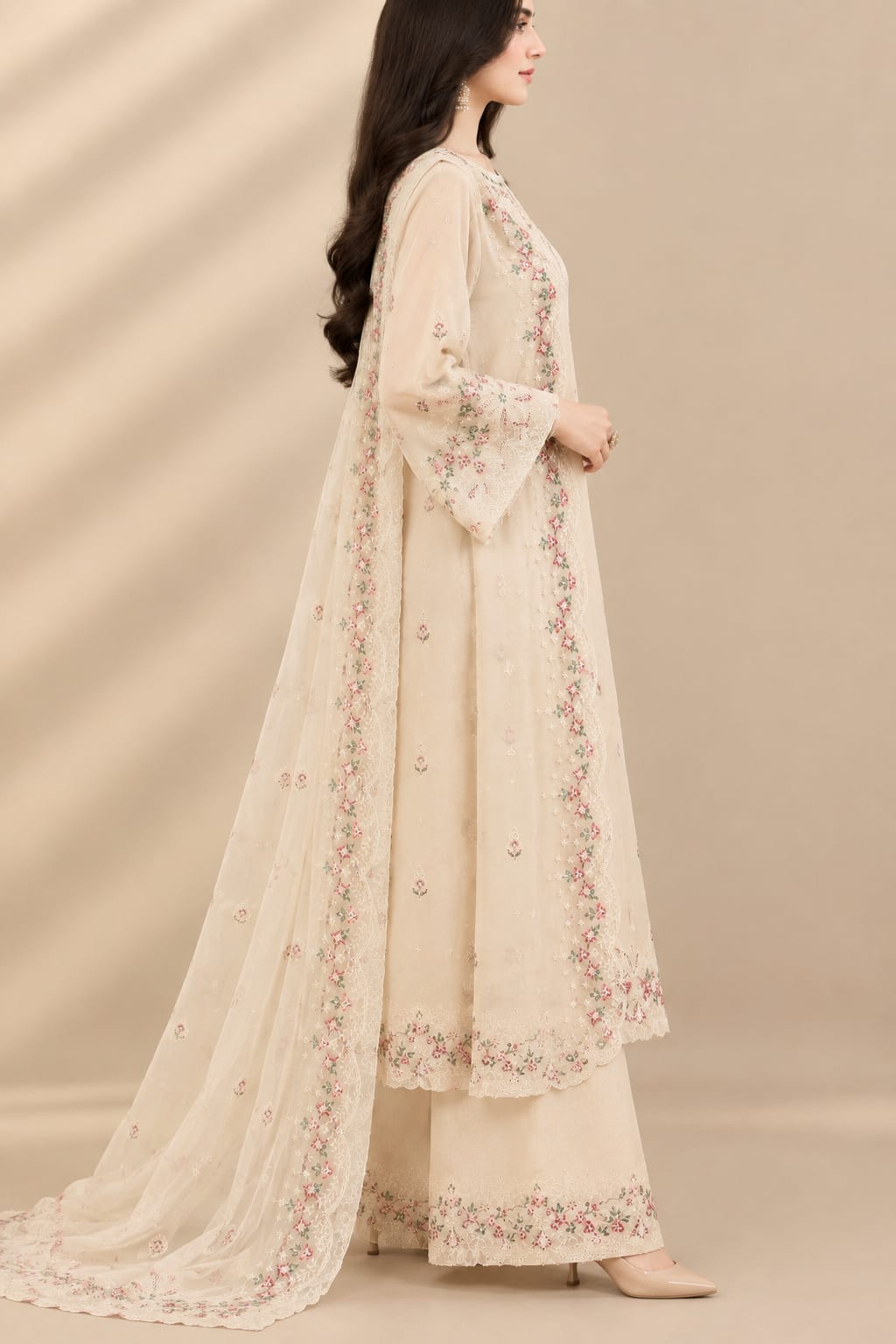 Women's Stitched Cotton Suit With Embroidery 3 pcs set