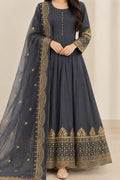 3 pcs Women's Stitched Chiffon Sequins Embroidered Maxi Suit