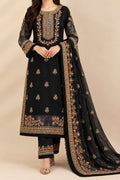 Black Embroidered 3pcs Suit