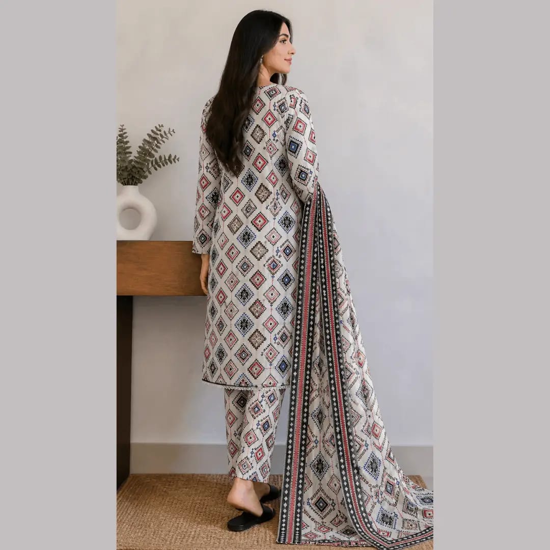 3 pcs Women Stitched Lawn Digital Print Suit