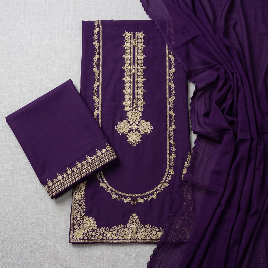 Purple Embroidered Lawn 2-pcs Suit