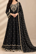 Black Embroidered Shamoz Silk Maxi Suit 3pcs