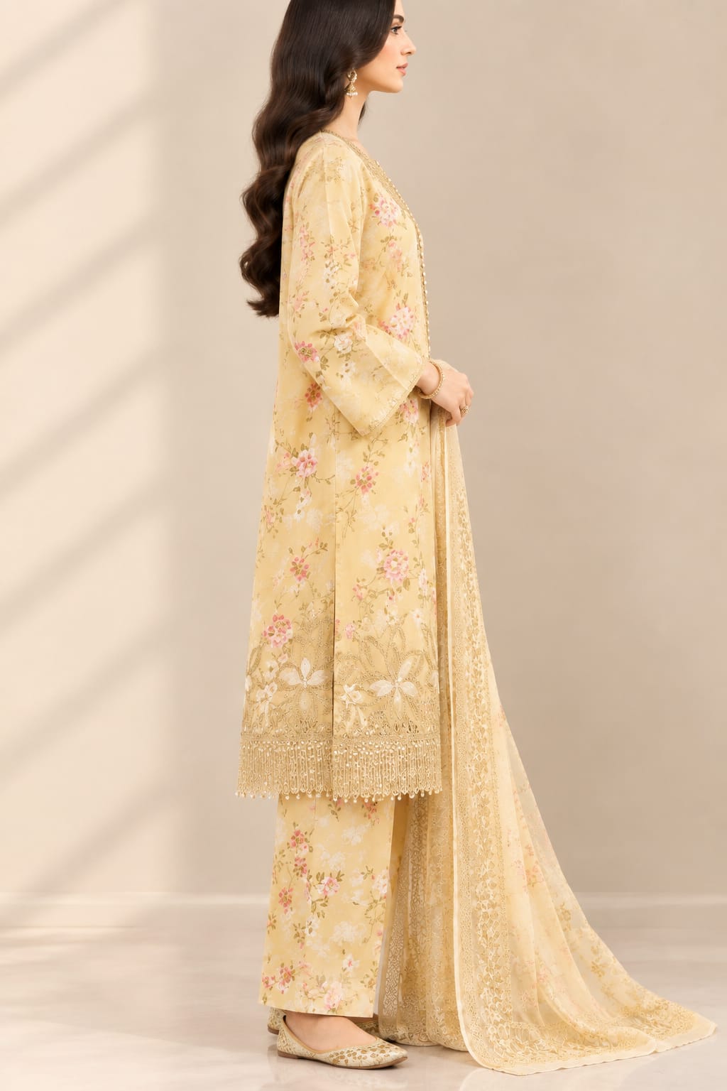 Pakistani Embroidered Khadar Suit with dupata