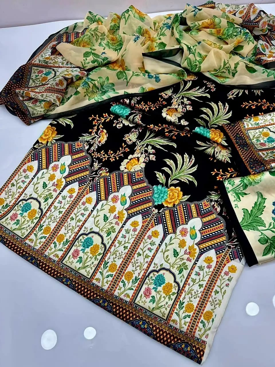 3 piece Silk Swiss Lawn Unstitched Suit