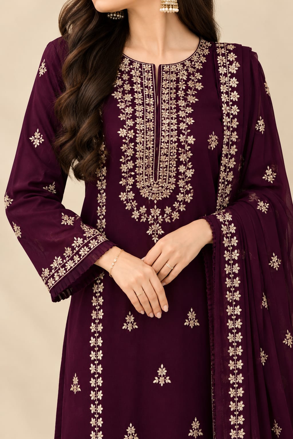 2pcs Women's Unstitched Gota Work Suit