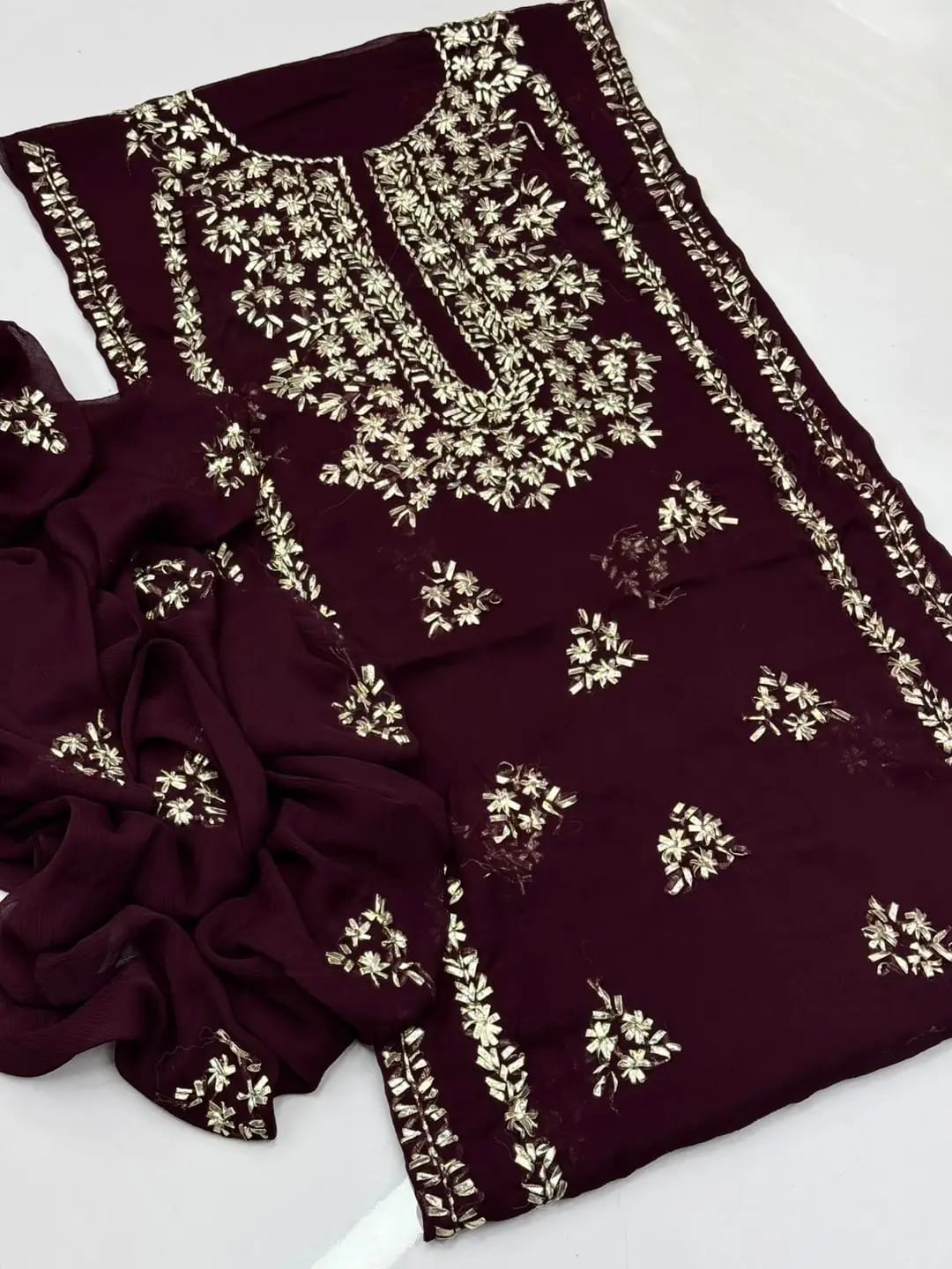 2pcs Women's Unstitched Gota Work Suit